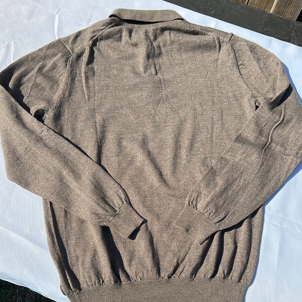Pronto Uomo 100% Fine Merino Wool Brown Pullover Sweater - Picture 5 of 5